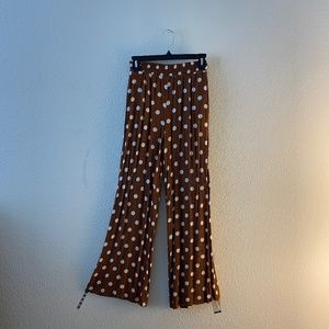Brown Polka Dot Flowy Pants
